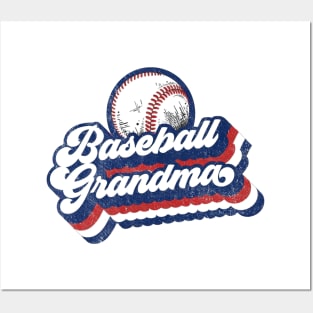 Retro Baseball Grandma Red White Blue Posters and Art